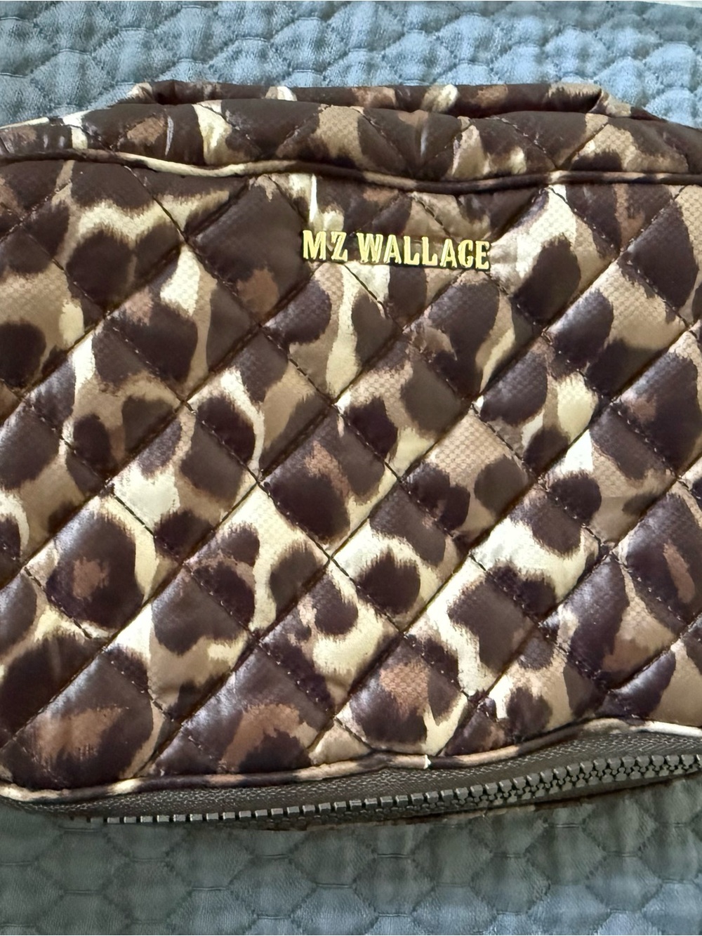 MZ WALLACE Leopard Zip Round Travel Pouch